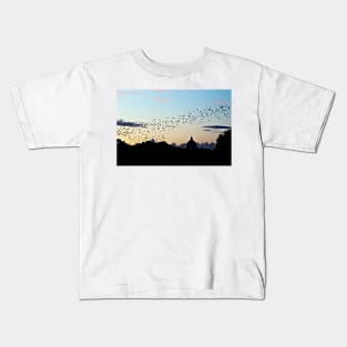 Murmuration Starlings Flock Birds Sunset Rome Italy Kids T-Shirt